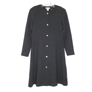 Talbots Wool Knit Midi Dress 10 Empire Waist Long Sleeve Heather Gray Modest